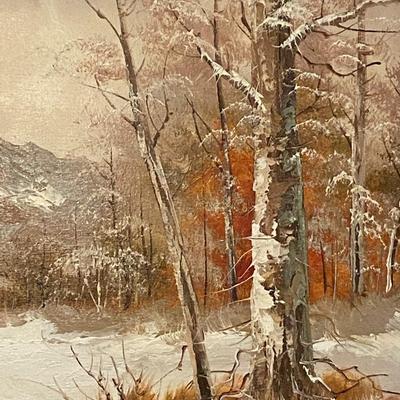 Winter Forest Painting Signed F. Holzer