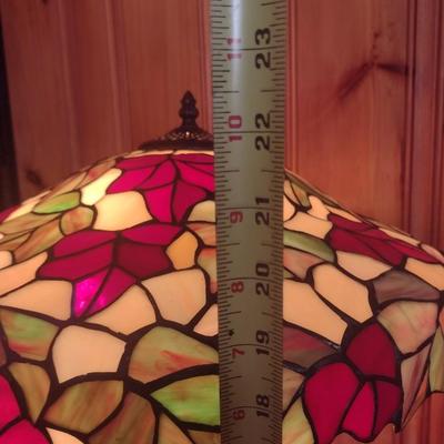 Tiffany Style Stained Glass Shade Table Lamp with Metal Tree Trunk Post Choice A