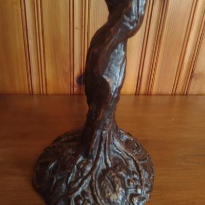 Tiffany Style Stained Glass Shade Table Lamp with Metal Tree Trunk Post Choice A