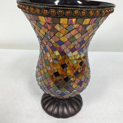 Mosaic Tile Glass Vase Candle Holder