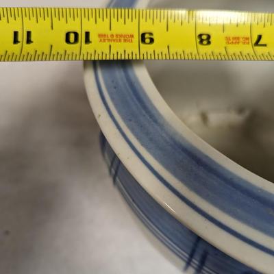 Ceramic Linen Pattern Blue and White Garden Pot