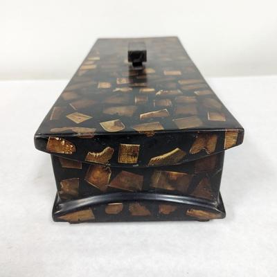 Large Lacquered Finish Mosaic Pattern Storage Box