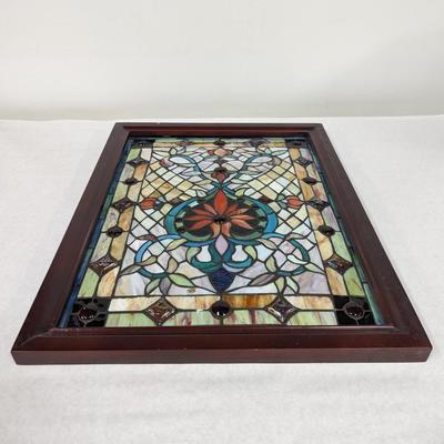 Framed Stained Glass Art Window Panel