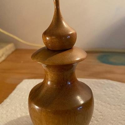 Wood Urn w Top and Oil Bottle