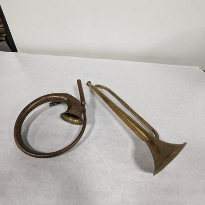 Pair of Bugles Copper and Brass