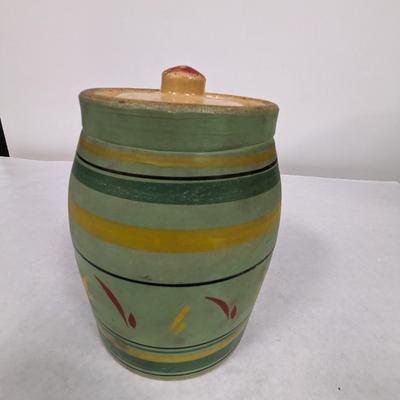 Vintage Stoneware Lidded Cookie Jar Possible Robinson Ransbottom Ransburg Pottery