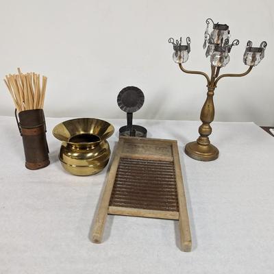 Home Decor Items includes Brass Spittoon, Washboard, Etc
