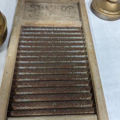 Home Decor Items includes Brass Spittoon, Washboard, Etc