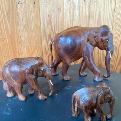 Carved Wooden Elephant Figurines