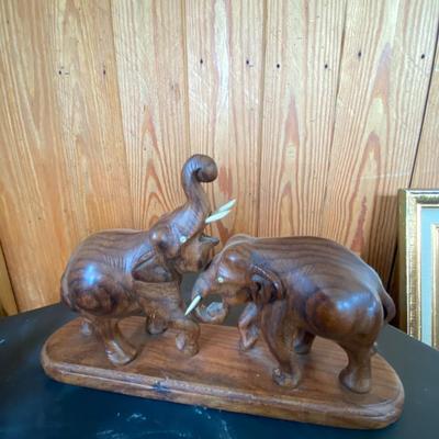 Carved Wooden Elephant Figurines