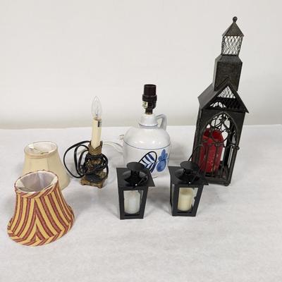 Collection of Electric and Candle Powered Lanterns and Lamps