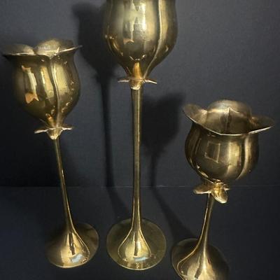 Brass Tulip Candle Holders