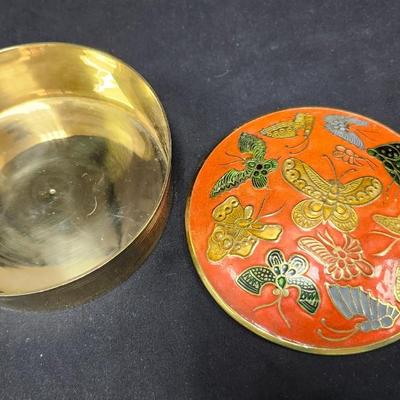 Brass Butterly design Lidded Bowl