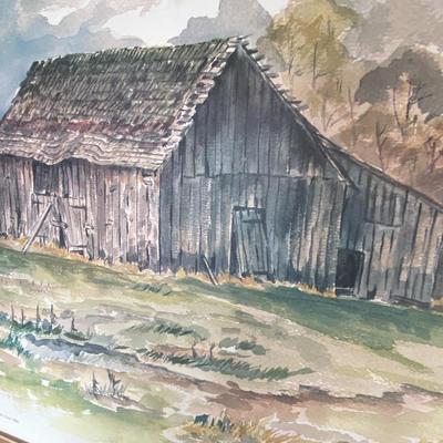 Tobacco Barn Watercolor Painting
