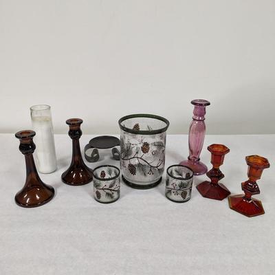 Assortment of Glass Candle Holders