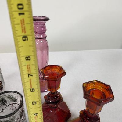 Assortment of Glass Candle Holders