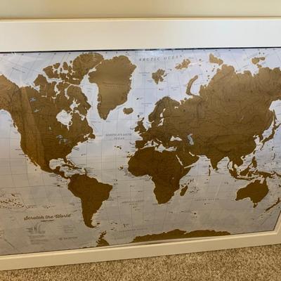 Large World Map Framed