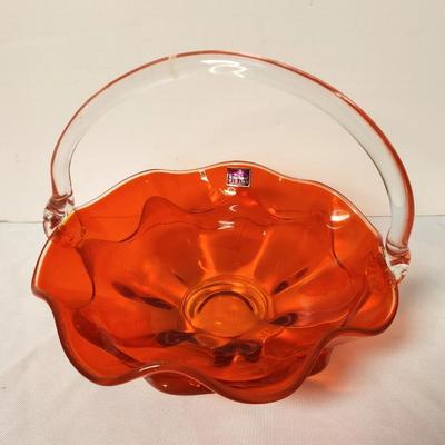 Lot #22 Fantastic Mid Century Modern VIKING glass basket - original label!