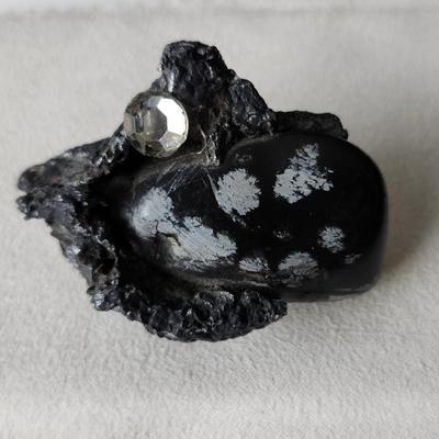 Snowflake Obsidian Pin