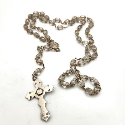 Lot #25 Vintage Crystal/Sterling Silver Rosary