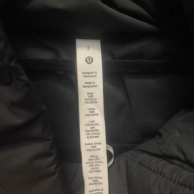 Lululemon Black Puffer Coat- sz 2