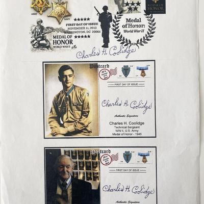 WWII Medal of Honor Charles H. Coolidge signed sheet