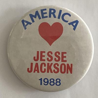 1988 America Loves Jesse Jackson campaign pin 