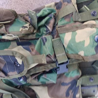 Tactical load bearing Military vest with accessories - 1961 Canvas combat field pack.
