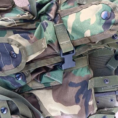 Tactical load bearing Military vest with accessories - 1961 Canvas combat field pack.