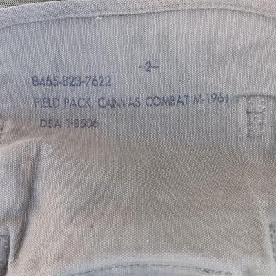 Tactical load bearing Military vest with accessories - 1961 Canvas combat field pack.