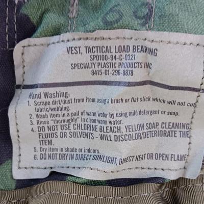 Tactical load bearing Military vest with accessories - 1961 Canvas combat field pack.