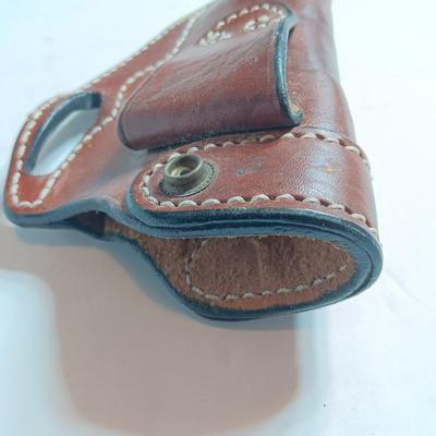 Leather pistol holster - belt mount - missing top snap strap