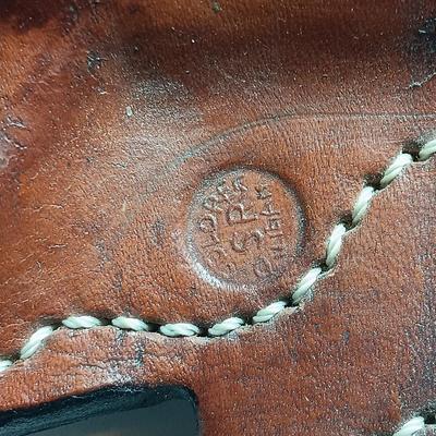 Leather pistol holster - belt mount - missing top snap strap