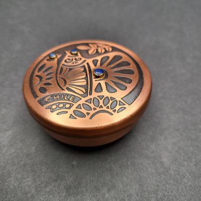 Solid Copper Trinket Box w/Lapis Stone