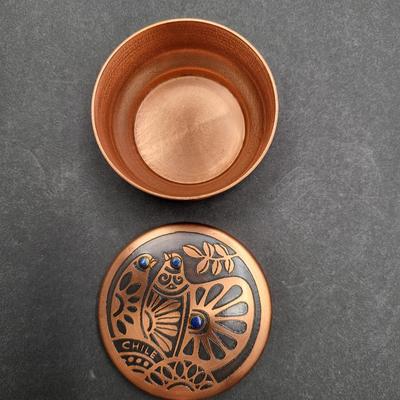 Solid Copper Trinket Box w/Lapis Stone