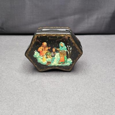 Signed Russian Hand Painted Laquer Box