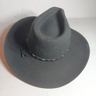 Black felt 7 3/8 MHT Western Cowboy hat Master hatters of Texas 3x beaver blend