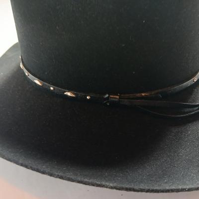 Black felt 7 3/8 MHT Western Cowboy hat Master hatters of Texas 3x beaver blend