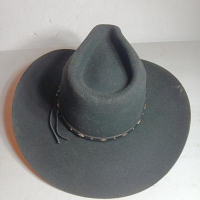 Black felt 7 3/8 MHT Western Cowboy hat Master hatters of Texas 3x beaver blend