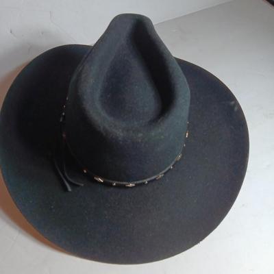 Black felt 7 3/8 MHT Western Cowboy hat Master hatters of Texas 3x beaver blend