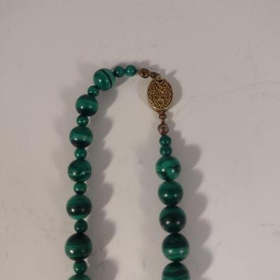 Stone with Enameled Bead Necklace and Earring Set (#8)