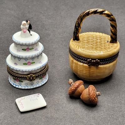Wedding Cake & Basket Clasp Trinket Boxes