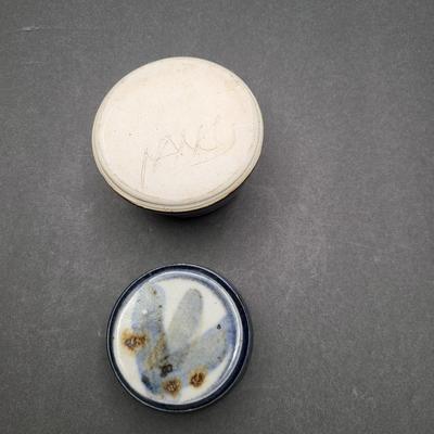 3" Signed Pottery Jar w/Lid