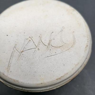 3" Signed Pottery Jar w/Lid