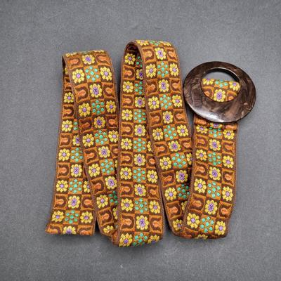44" Vintage-style Embroidered Belt