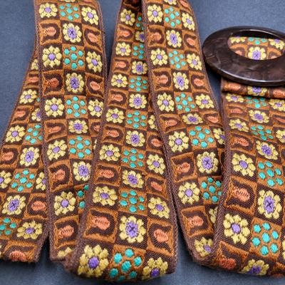 44" Vintage-style Embroidered Belt