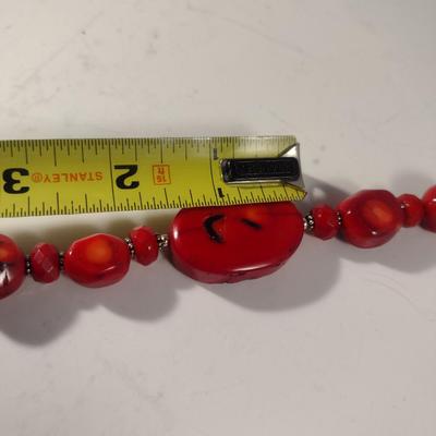 Barse Chunky Red Stone (Possibly Red Coral) Necklace with Sterling Clasp (#19)