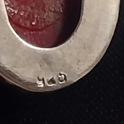 Chunky Red Stone and Sterling Necklace and Earring Set (#20)