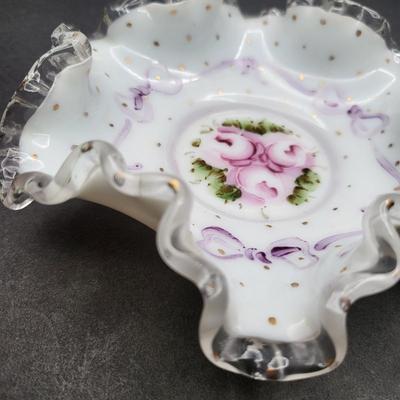Ruffle Glass Dish Hand Painted