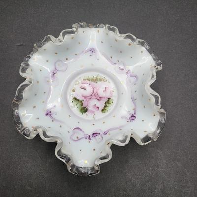 Ruffle Glass Dish Hand Painted